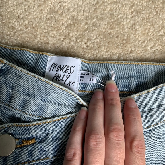 Princess Polly Brontë beach denim asymmetrical shorts - Picture 6 of 7